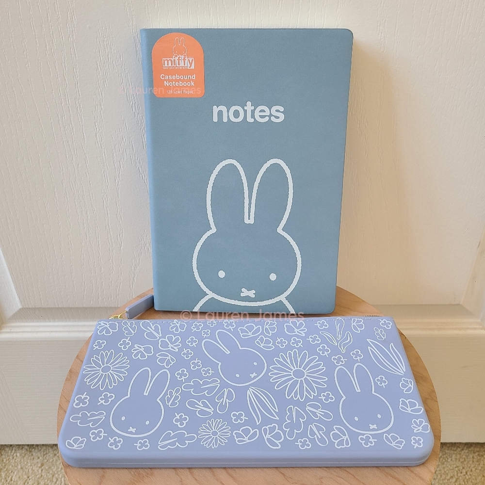 Miffy Blue Spring Floral Pencil Pouch and Notebook Set